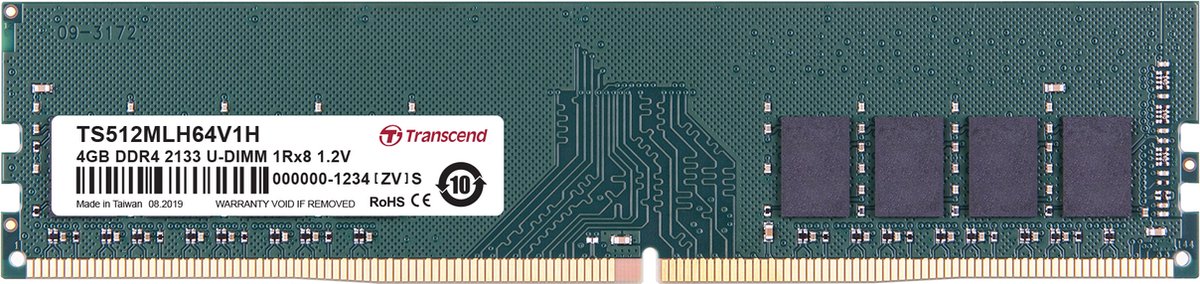 Transcend TS512MLH64V1H geheugenmodule 4 GB 1 x 8 GB DDR4 288-pin DIMM