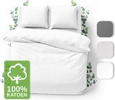 JACOBSON Dekbedovertrek - 155x220 cm + 2 Kussensloop 80x80 cm - 100% katoen - met Rits - Wit