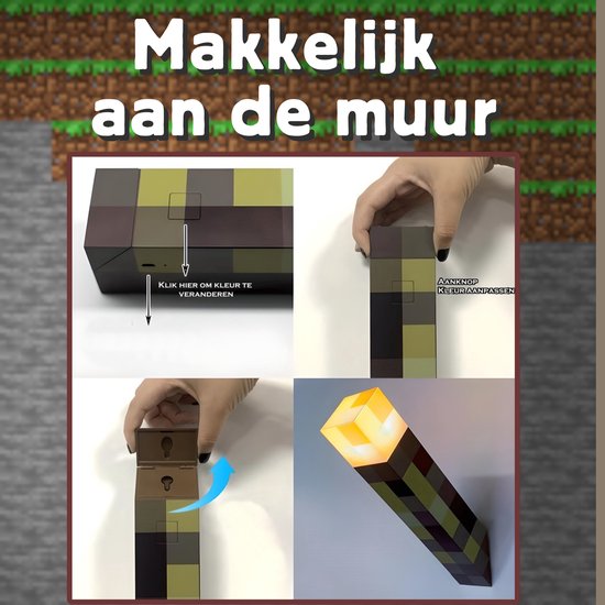 Lamp - RGB Lichtgevende LED Fakkel - 4 Light standen - Interne batterij - Ophangbaar muur bedlamp - Nachtlampje - Kinderen slaapkamer - Te Amo van Te Amo — afbeelding 5