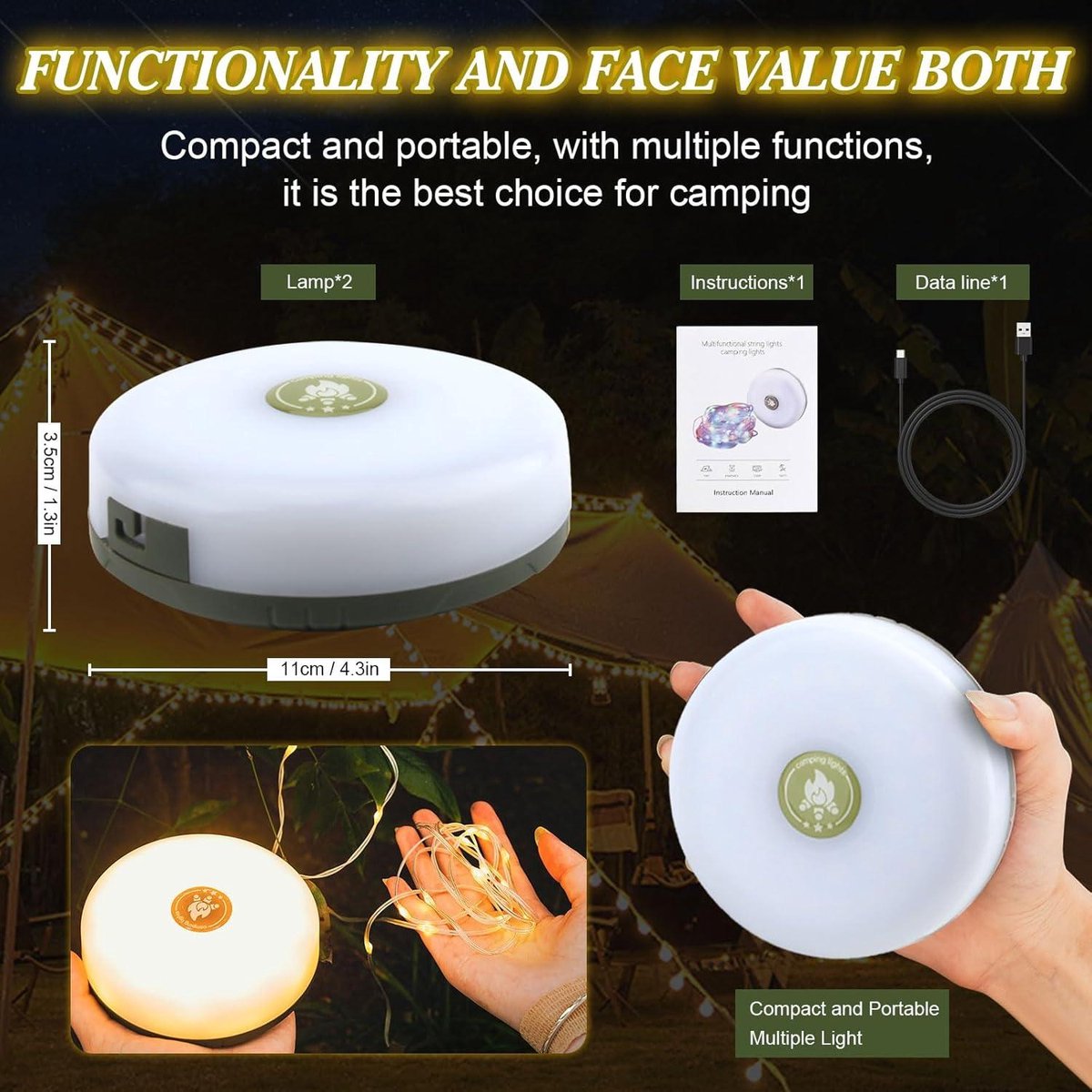 MOREKA Lampara Camping Solar con 3 Focos Linterna Lámpara de Emergencia