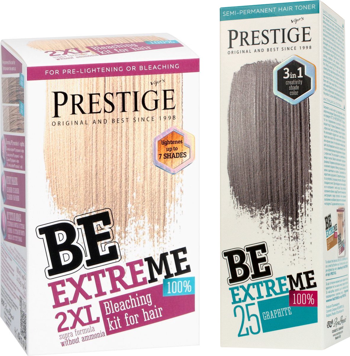 Prestige Semi-Permanente Grijze Haarverf Set – Bleach kit Blondeerpoeder + Graphite Grey Haarverf Grijs – Voordeelverpakking 2 x 100ml