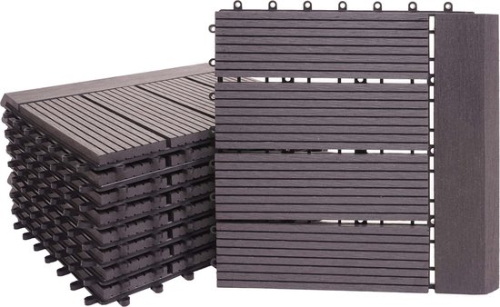 Carrelage Mendler Carrelage en WPC HWC-E19, aspect bois brun foncé, 4x chaque 50x50cm = 1m² Carrelage Mendler Carrelage en WPC HWC-E19, aspect bois brun foncé, 4x chaque 50x50cm = 1m²