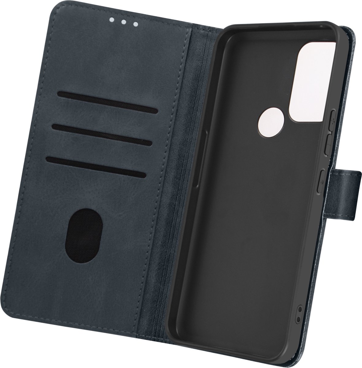 Avizar Foliohoes Geschikt voor Nokia C22 Portemonnee met handriem, Nachtblauw