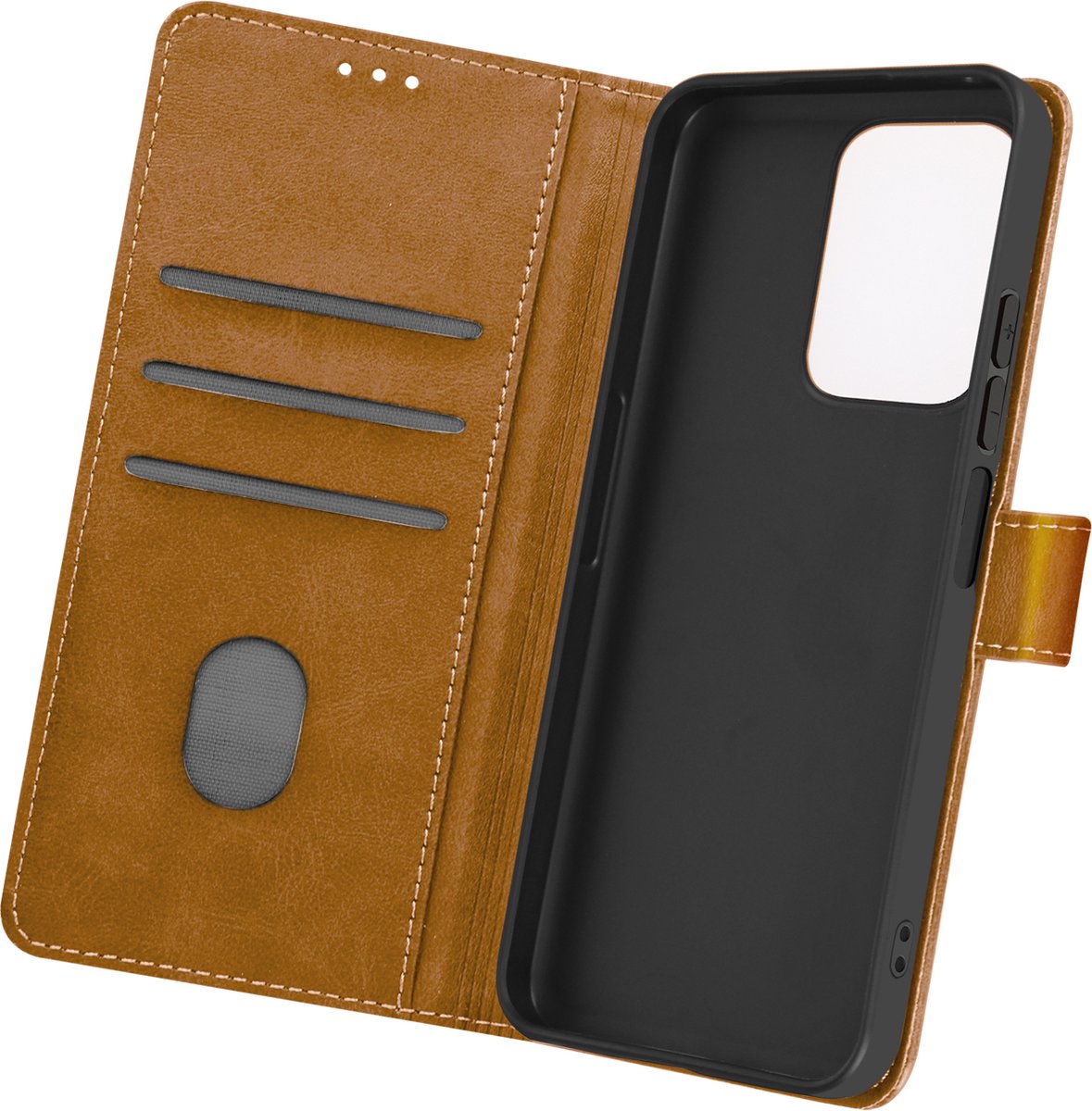 Avizar Foliohoes Geschikt voor Honor 200 Lite Portemonnee met handriem, Lichtbruin