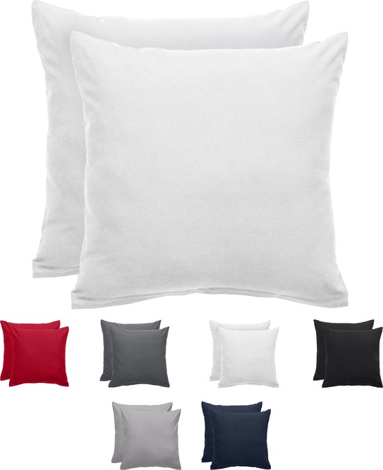 Komfortec Set de 2 Taies d'Oreiller Premium Taies d'oreiller cm - Housse de Coussin Super Douce - 100% Microfibre - 120g/m² - Wit