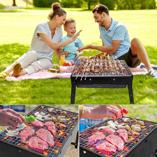 Petit Barbecue Pliable En Inox – Charbon De Bois – Pour Camping Et Balade