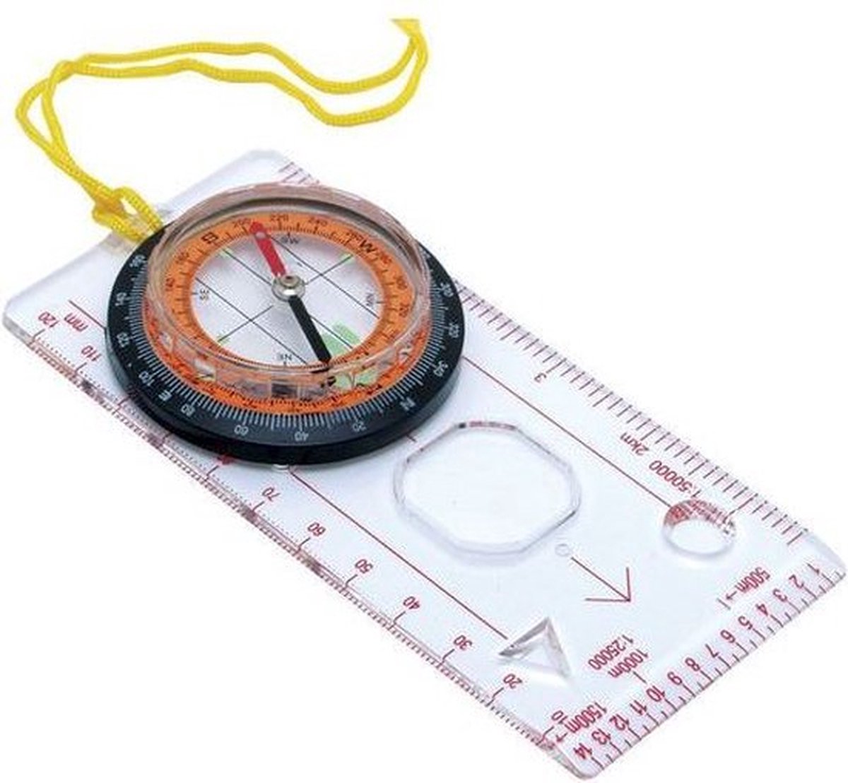 Doodadeals® - Kaart Kompas - Lineaal Kompas - 12,5 x 6 x 1,5 cm - met Koord