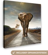 Canvas schilderij - Olifant 20x20 - Kamer decoratie accessoires - Schilderijen woonkamer - Wanddecoratie slaapkamer dieren - Muurdecoratie keuken - Wall decoration - Wanddoek interieur binnen - Woondecoratie huis - Woonaccessoires