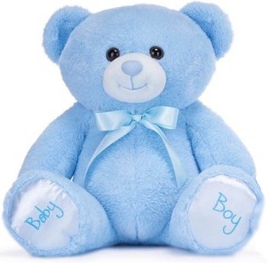 Baby Boy Teddybeer Blauw Pluche Knuffel (Kraamcadeau Jongen) 22 cm - Kraamcadeau - Babyshower - Gender Reveal - Baby Cadeau - Kraamvisite- Jongens - Teddy Beer - Geboorte Knuffelbeer