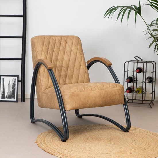 Bronx71® Industriële fauteuil Ivy eco-leer beige