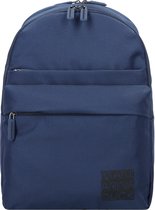 Donkerblauwe rugzak met vakkenscheiding en 'MANDARINA DUCK' logo.