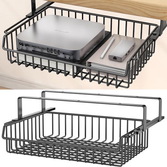 Bureau Organizer Lade Lade Onder Bureau Draaibaar AceList Lade Onder Bureau, 360° Draaibaar, Verborgen 2-in-1 Geen Boren Nodig C-klem Desk Organizer