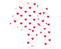 Petit Bateau Kinderpyjama van molton met hartjesprint Meisjes Pyjamaset - Maat 140