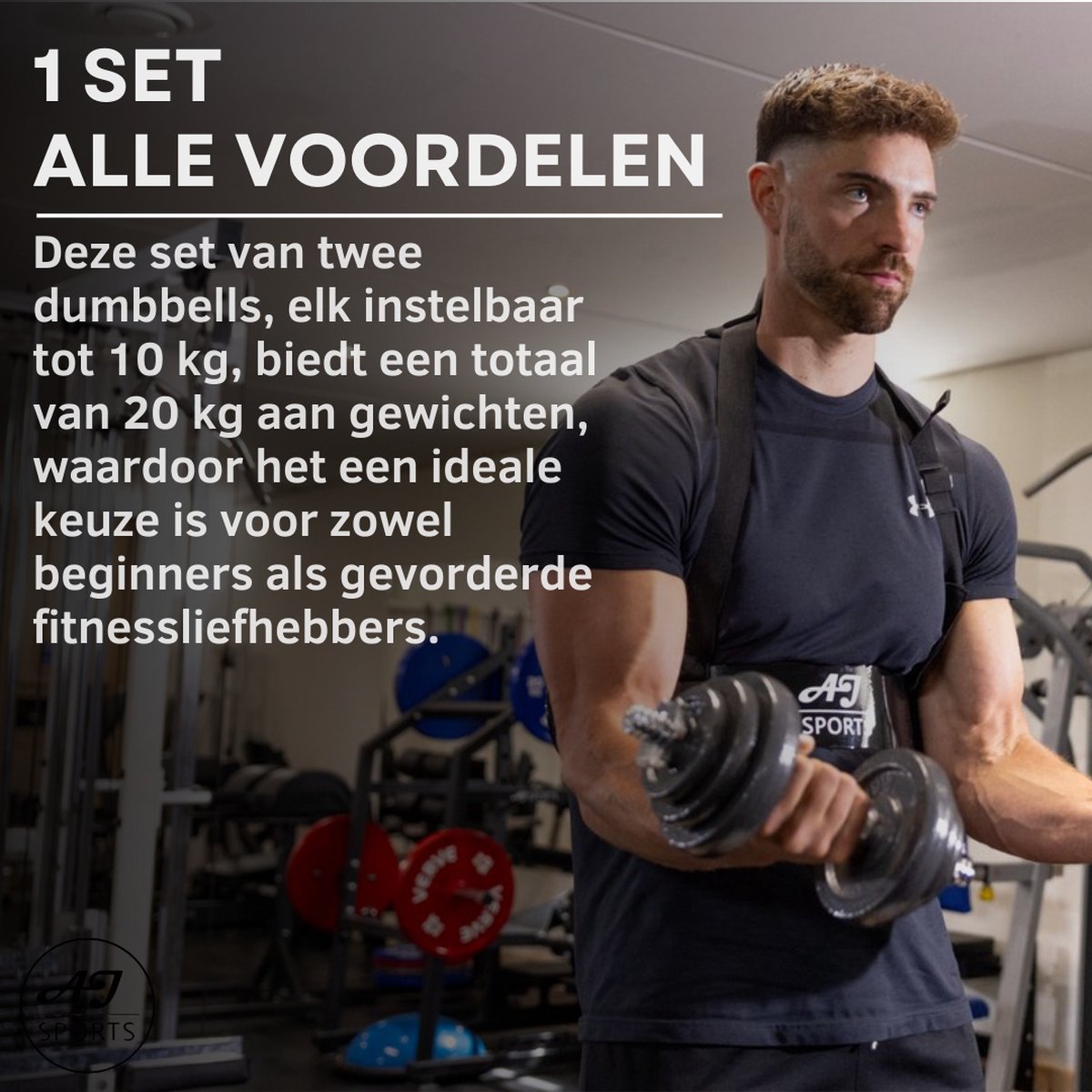 AJ-Sports Verstelbare Dumbell set 20kg - Gewichten - 2 x 10kg - Gewichten set - Halterset - Fitness gewichten - Krachttraining - Fitness - Inclusief handige opberg box – foto 5