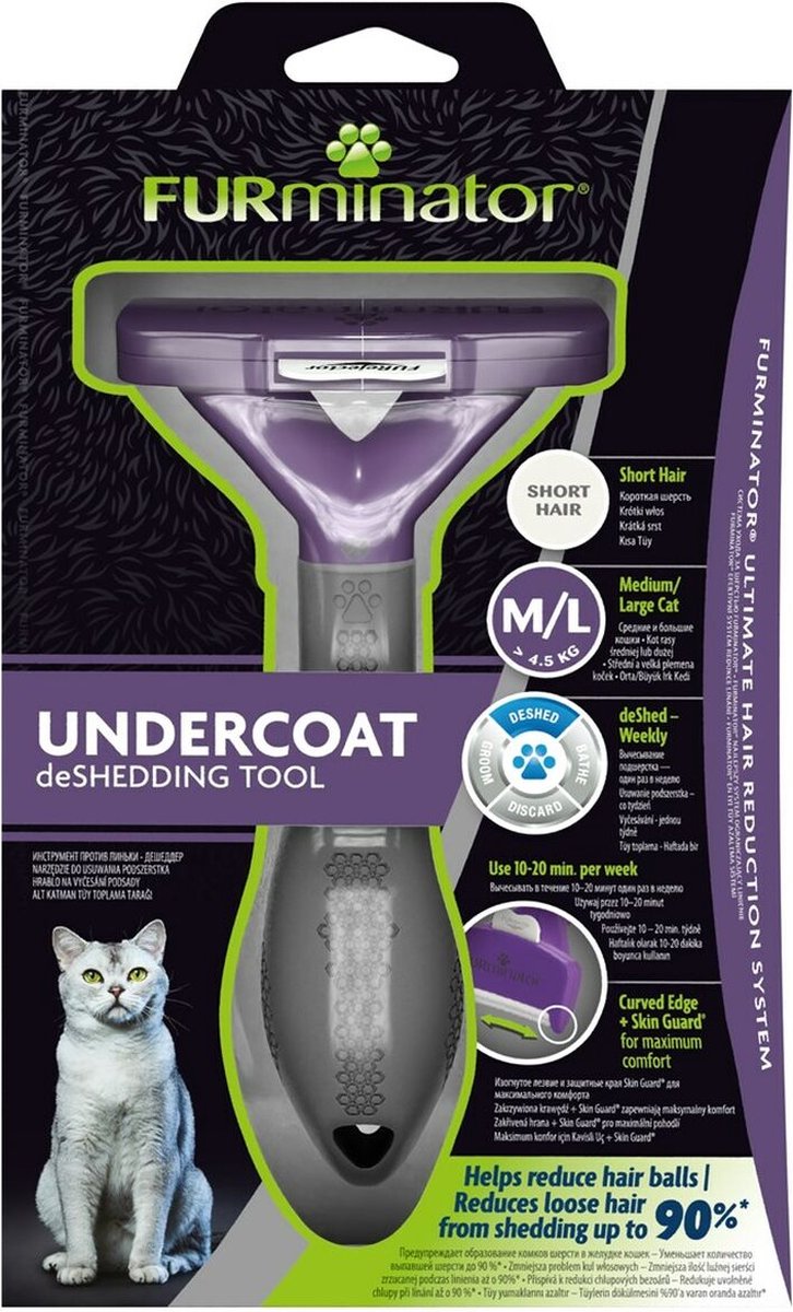 Borstel Furminator FUR151326 Kat Groot Zwart