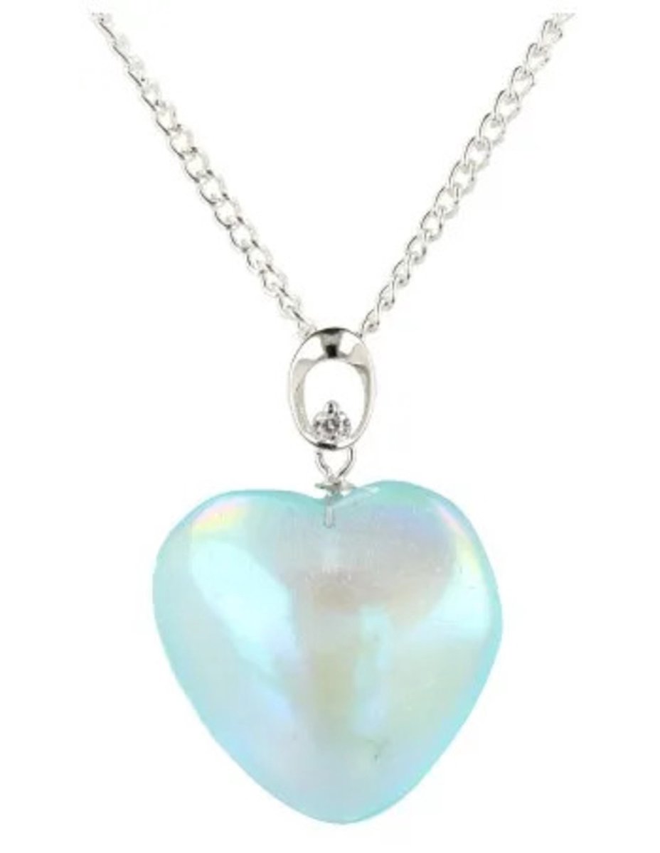 Aqua Aura met Zirkoon harthanger (gecoat)