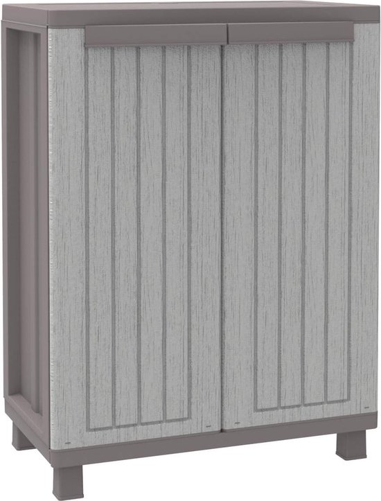 Lage kast van kunststof met 2 legplanken grijs/taupe 68 x 375 cm - Moderne opbergoplossing