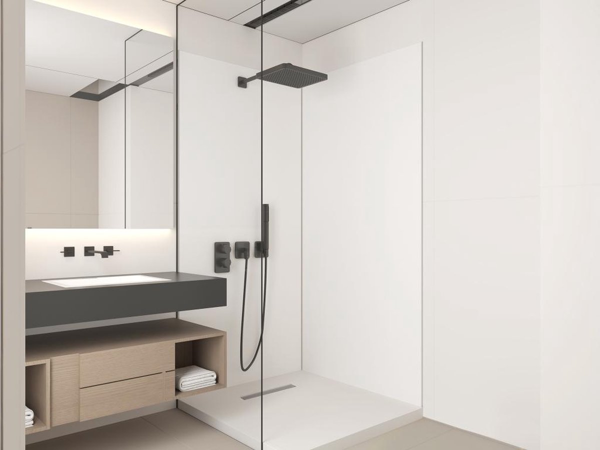Vente-unique Set van twee douchewandpanelen inclusief profielen - 2 x L90 x H210 cm