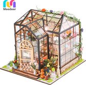 Meedeer Modelbouw Miniatuur bouwpakket-XL bouwpakket-DIY bloemenruimtemodel-Jenny huis-miniatuur poppenhuis-handgemaakt houten model-Met LED verlichting- 33 x 21 x 5 cm-voor 14 jaar + kinderen