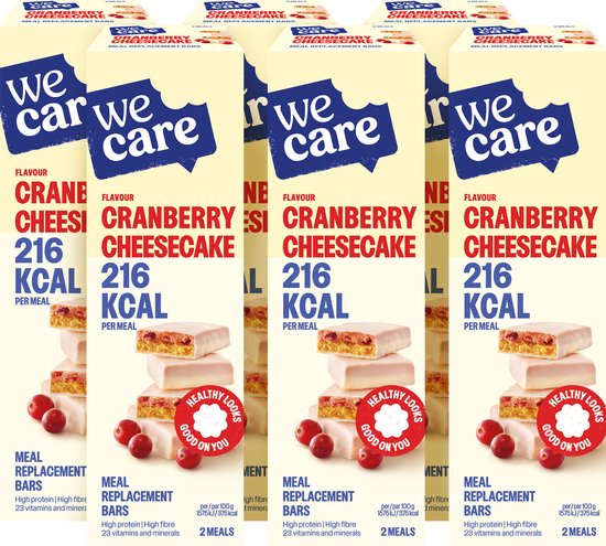 Foto: Wecare meal replacement bars cranberry cheesecake 6 x 120 gr