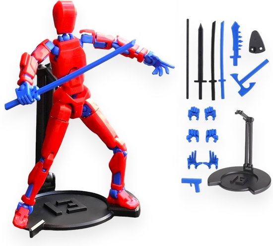 PLAY IT Robot Bouwpakket Actie Figuur - 75 Onderdelen - Rood Blauw - Robot Speelgoed Jongens