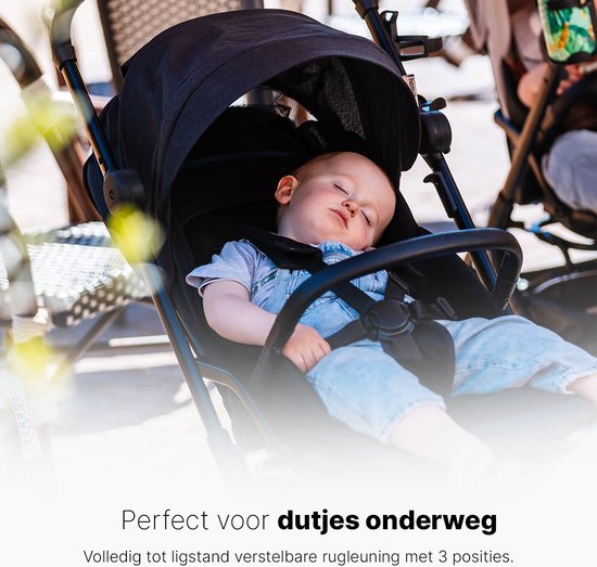 Hamilton by Yoop T1 Buggy - 360° Draaibare Stoel - MagicFold™ Technologie - Inklapbaar - Reflecterende Wielen mét Vering - Inclusief beschermtas en bekerhouder - Verstelbare en Wendbare Kinderwagen - Lichtgewicht Wandelwagen - Plooibuggy - Zwart van Yoop — afbeelding 5