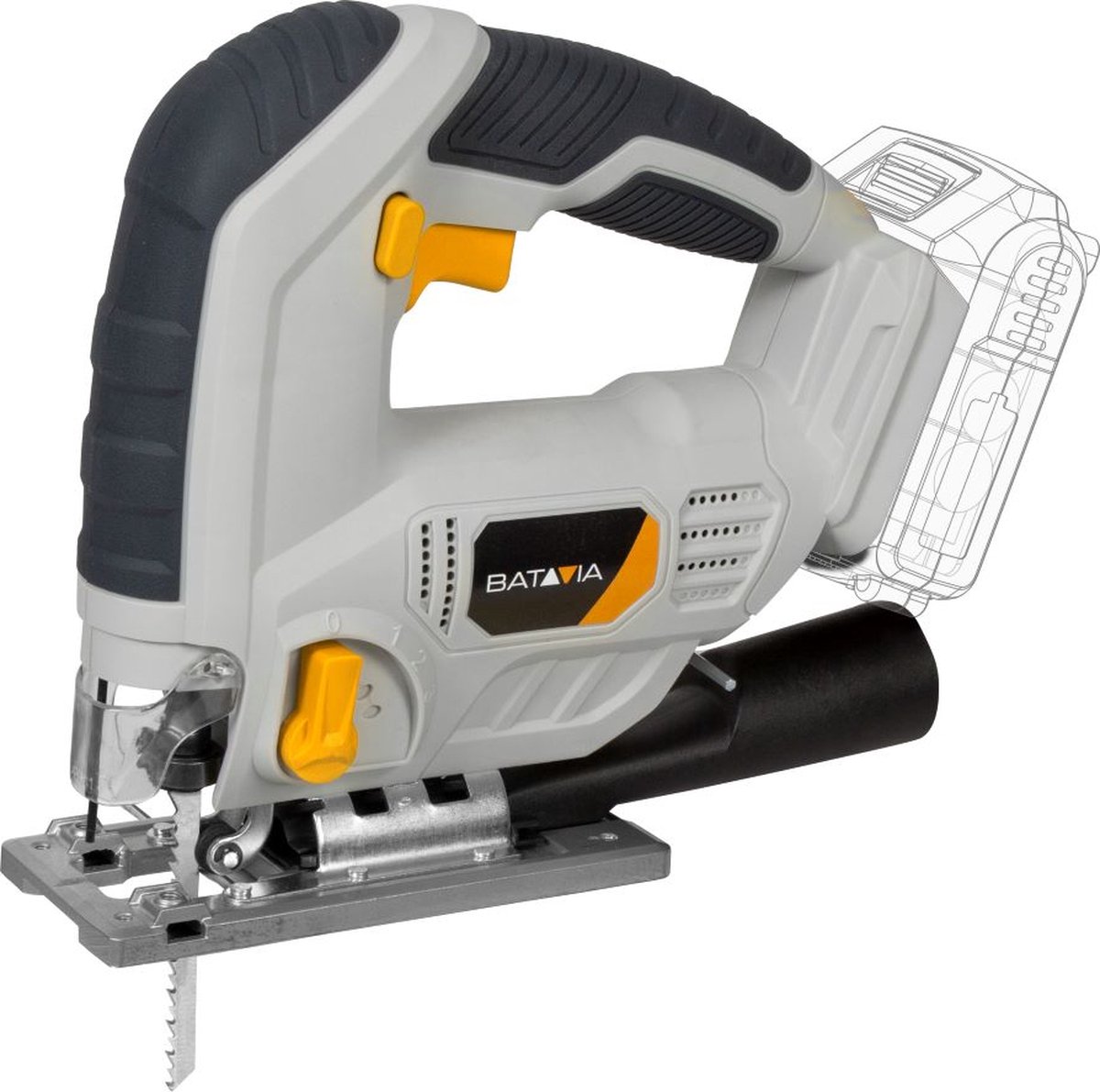 Batavia Decoupeerzaag 18V Incl. 4.0 Ah Accu Geschikt voor het zagen van verschillende materialen zoals hout metaal en kunststof Maxxpack