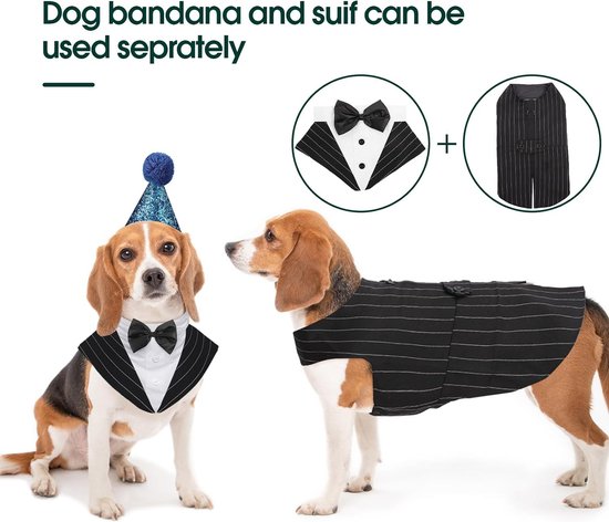 Smoking voor honden hondenpak met vlinderdas Hondensmoking pak Hond stijlvol pak vlinderdas kostuum voor bruiloft, verjaardag voor kleine honden en Smoking voor honden hondenpak met vlinderdas Hondensmoking pak Hond stijlvol pak vlinderdas kostuum voor bruiloft, verjaardag voor kleine honden en