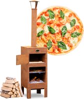 BluMill Outdoor Pizza Oven - Tuinhaard - BBQ - Inclusief Pizza Steen, Vuurpook en Thermometer - Cortenstaal behuizing
