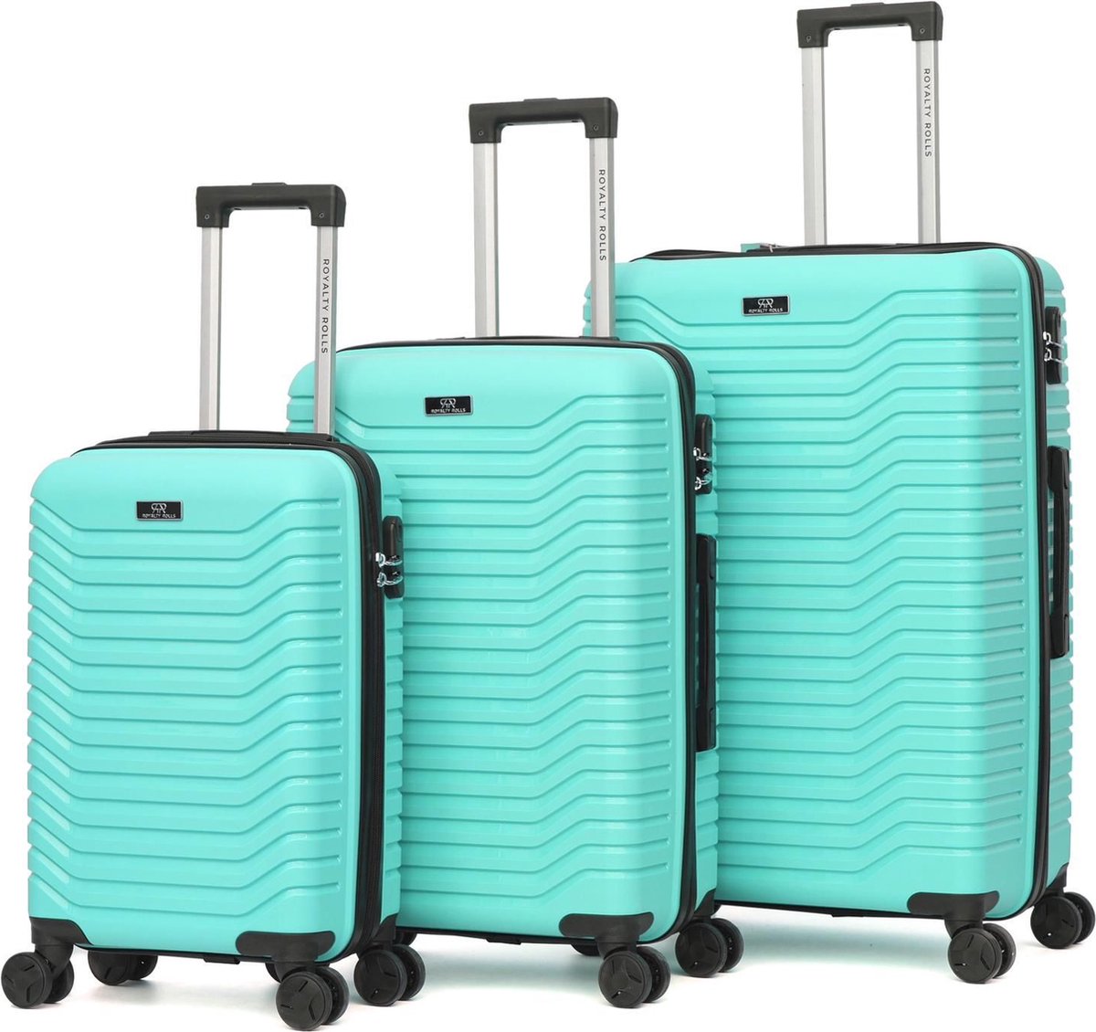 Royalty Rolls 3 delig kofferset Aqua blauw 50cm|55cm|65cm| 139Liter