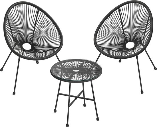 Mendler Salontafel HWC-O29, bijzettafel sofatafel, organische vorm melamine hout, 45x110x60cm - houtlook zwart