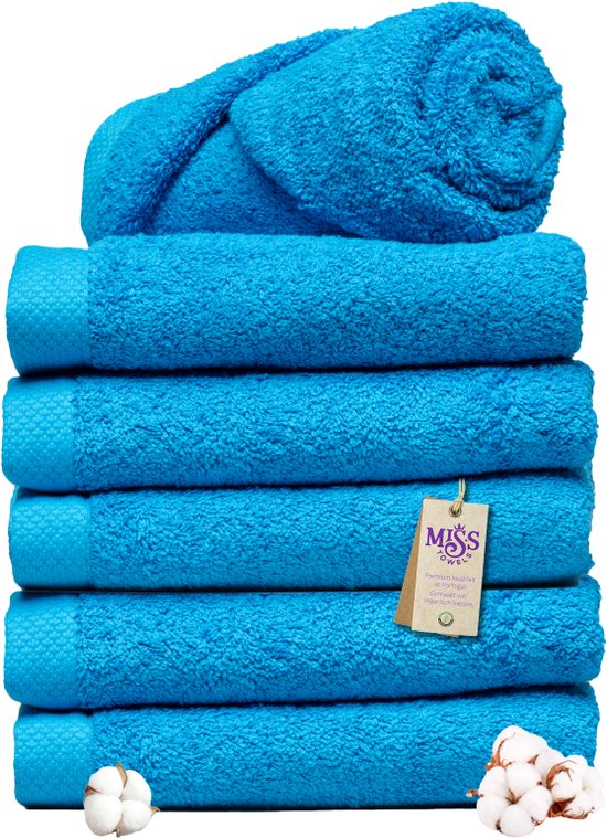 Miss Towels - Hotelhanddoek - Turquoise - 50x100 - 5+1 Bundel