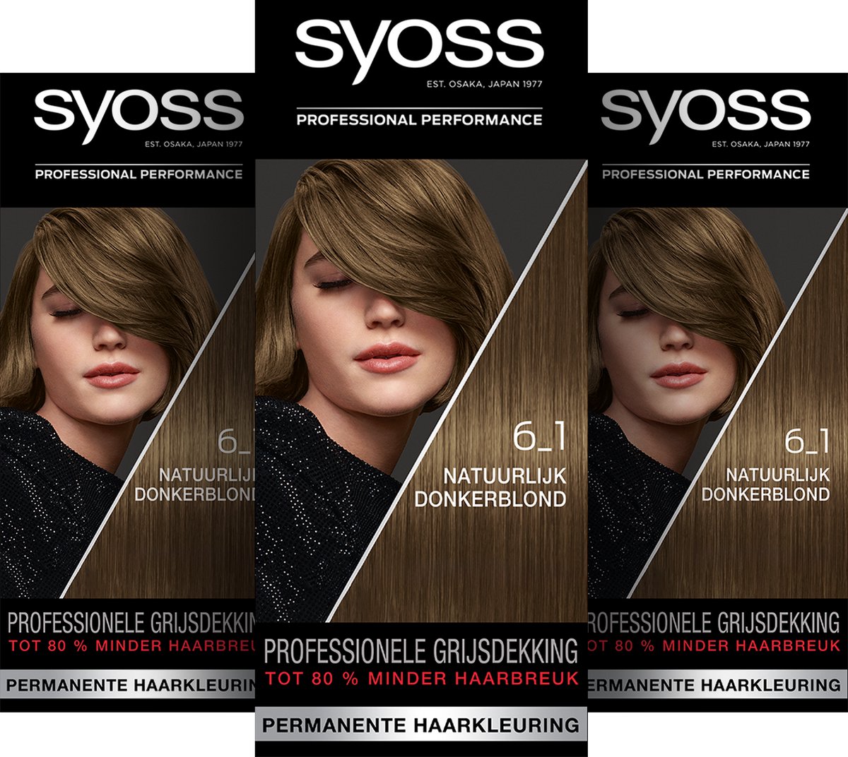 Syoss Baseline - 6-1 Natuurlijk Donkerblond - Permanente Haarverf - Haarkleuring - 3 stuks