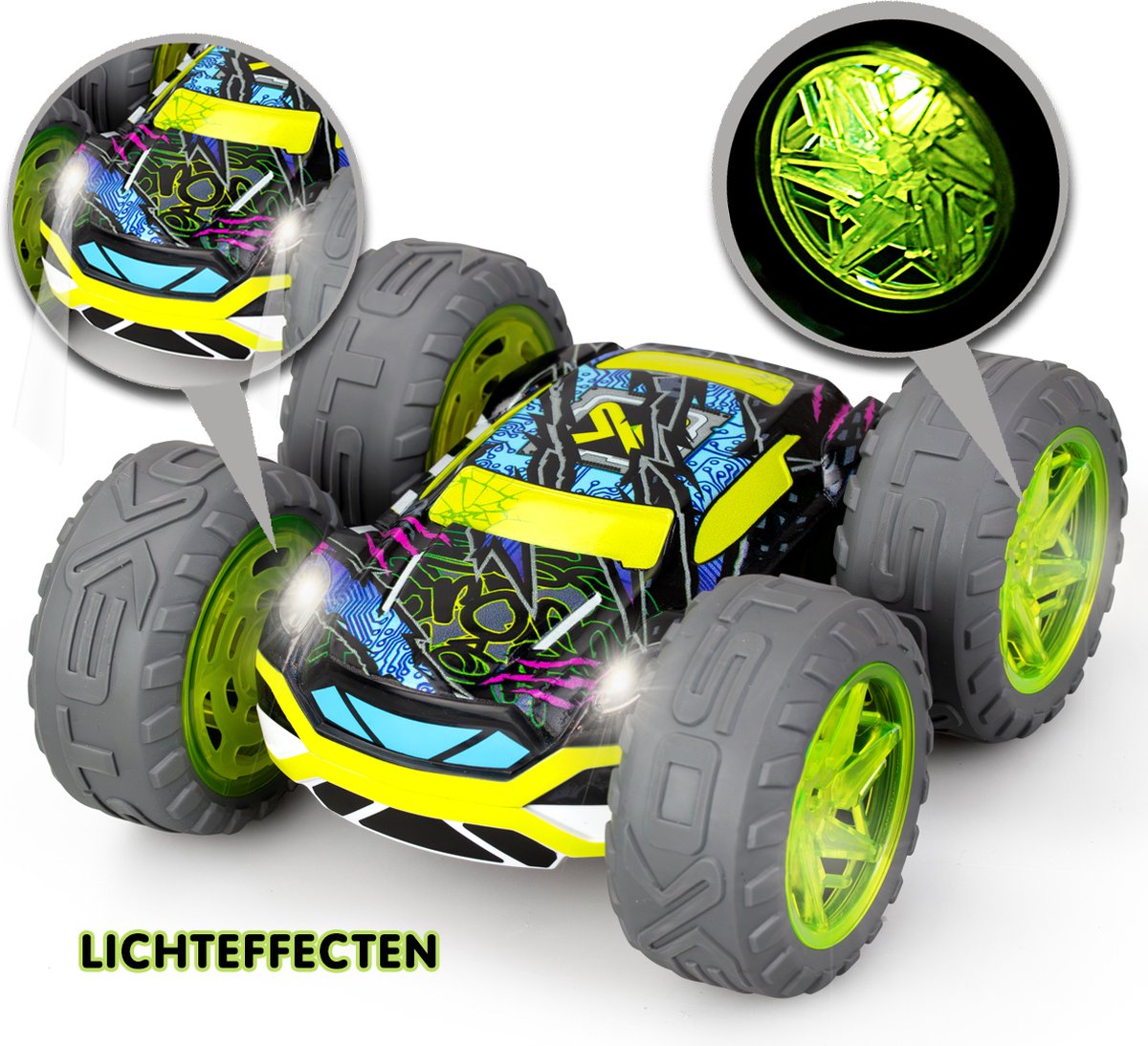 Exost RC 360 Cross Flash Stuntauto groen 1:18 - Flashing wheels - Incl. oplaadbare batterij - RC auto — afbeelding 3