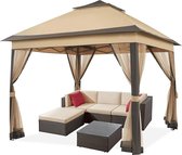 Roggi® Tuinhuisje – Opvouwbaar Tuinhuisje – Tuin Tent – Paviljoen – Party Tent - Gazebo – Pergola - Met Muggennet – 330 x 330 cm