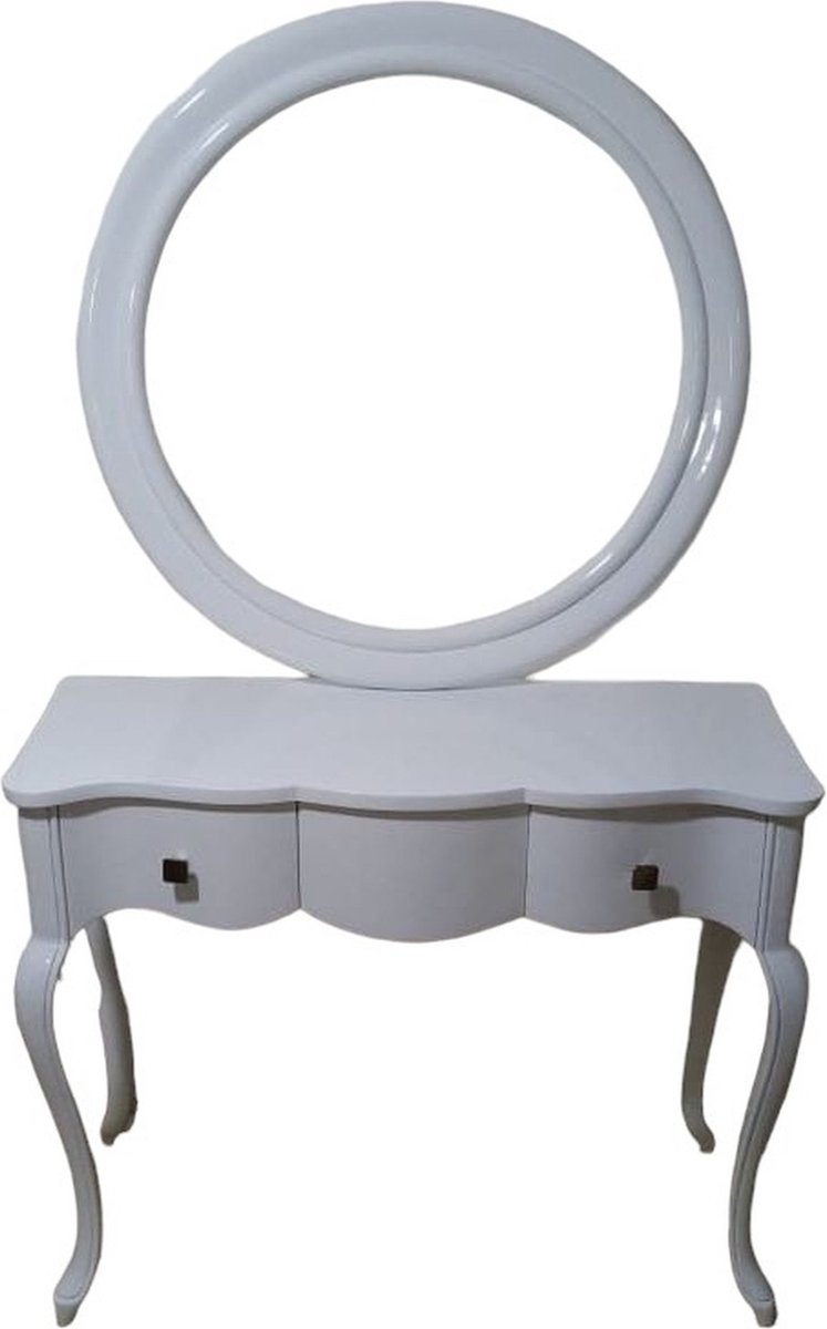 Barok ronde spiegel console wit