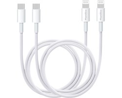 2x Lightning naar USB C Kabel Wit - 1 meter - Oplaadkabel voor iPhone 14 / 14 PLUS / 14 PRO / 14 PRO MAX / 13 / 13 MINI / 13 PRO / 13 PRO MAX / 12 / 12 MINI / 12 PRO / 12 PRO MAX / 11 PRO / 11 PRO MAX / SE 2022 / SE 2020