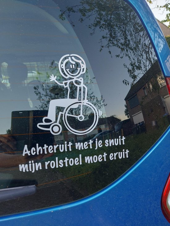 Foto: Rolstoelsticker gehandicaptensticker invalidesticker afstand houden wit 11 cm x 13 cm damesvariant minder valide