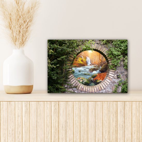 Tableau sur toile Automne - Cascade - Nature - Vue - 30x20 cm - Décoration murale