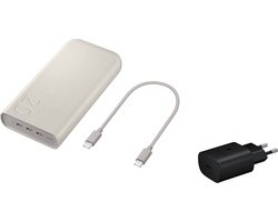 Samsung - Powerbank - Fast Charge 45W - 3x USB-C - 20000mAh - Beige + Adapter