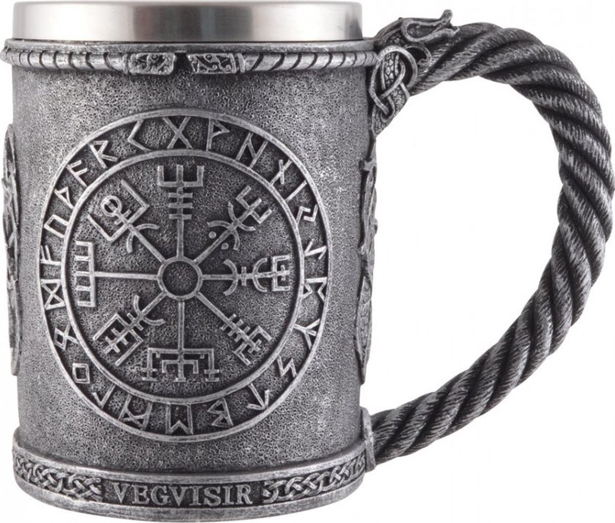 Mok - Viking Kompas Vegvisir - roestvrijstalen inzet - 600ml - (hxbxd) ca. 13cm x 17cm x 11cm