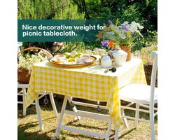 Gietijzeren zwaargewicht tafelkleed gewichten - 4 stuks antiek donkerbruin - ronde Clew hangende clips - tafelkleed cover klemmen - thuis tuin feest bruiloft