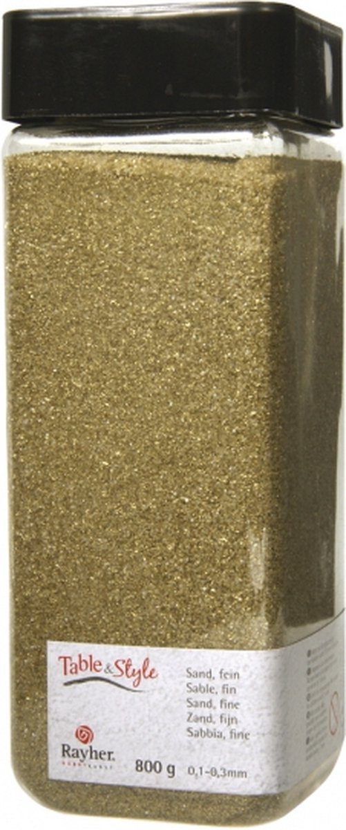 Rayher hobby Fijn decoratie zand - goud - 475 ml - decoratie - zandkorrels - bloempot/vaas/knutselen