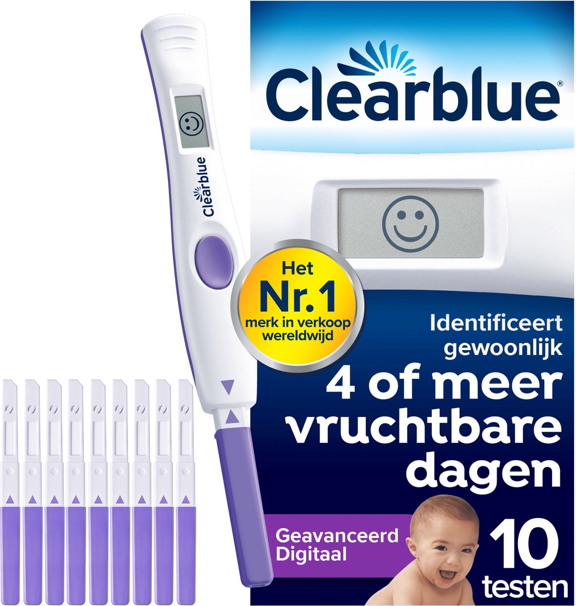 Goedkoopste Clearblue Geavanceerde Digitale Ovulatietestset - 1 Digitale Houder En 10 Testen