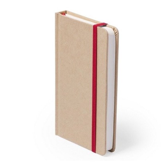 Notitieboekje A5 - Notitieboek - Logboek - To do lijst - Hardcover - Elastiek - Blanco - 100 Pagina's - Karton - beige - rood