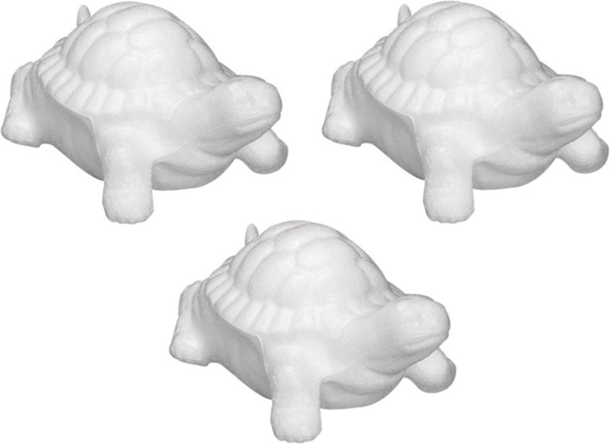 Piepschuim dieren - 3x stuks - schildpad - 12 cm - DIY - schildpadden - Hobby dieren vormen - Knutselen materialen