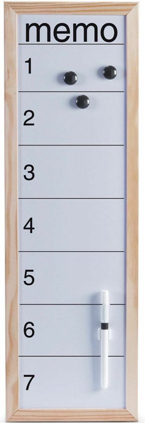 Foto: Zeller magnetisch whiteboard memobord met houten rand 20 x 60 cm kantoorbenodigdheden schrijf tekenbord memobord magnetische borden