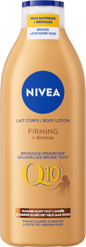 Foto: Nivea q10 firming bronze bodylotion bruiner stevigere huid en natuurlijk gebruinde look hydraterende lotion snelbruiner bruinen zonder zon zelfbruiner lichaam 400 ml