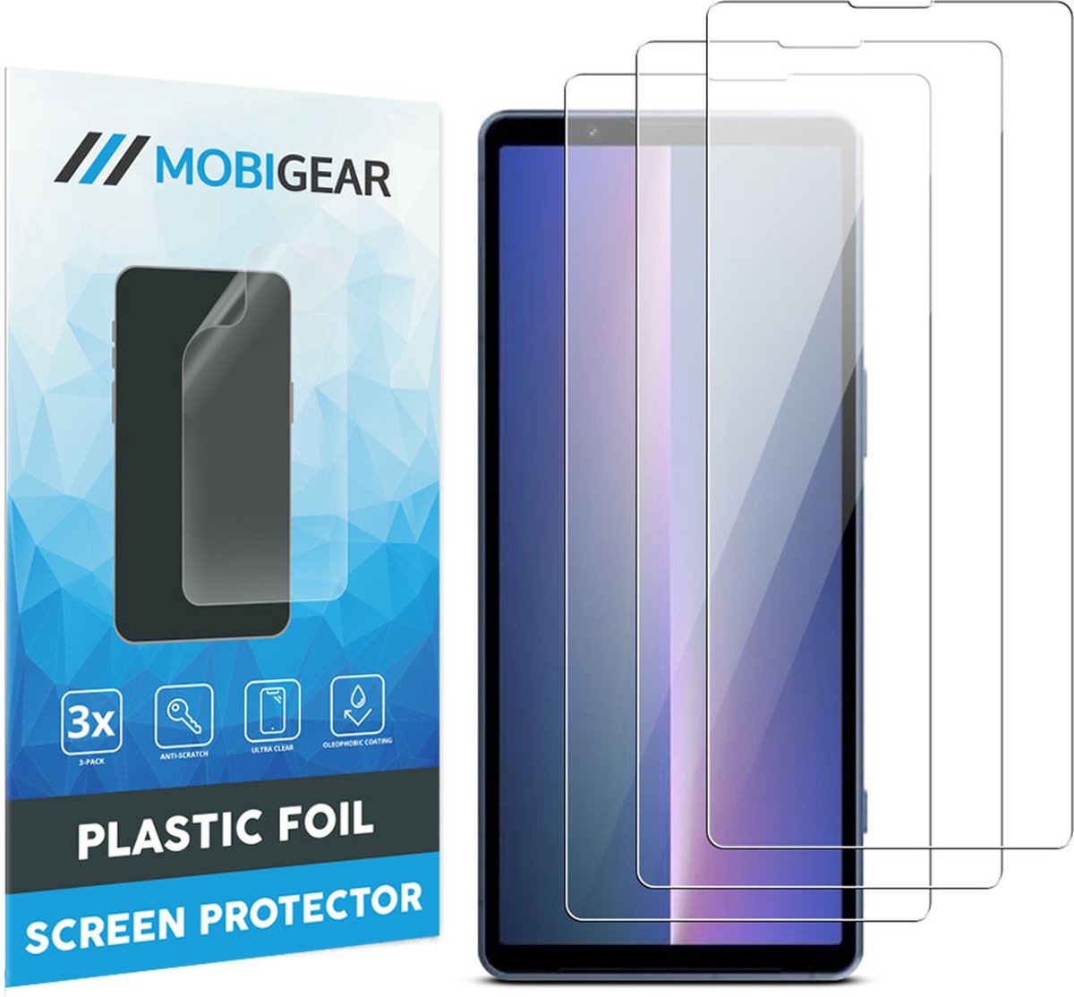 Mobigear Screenprotector geschikt voor Sony Xperia 5 V | Mobigear Screenprotector Folie - Case Friendly (3-Pack)