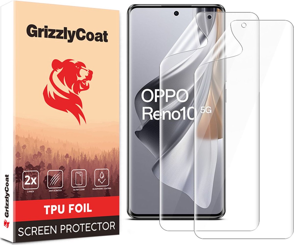 GrizzlyCoat Screenprotector geschikt voor OPPO Reno 10 Hydrogel TPU | GrizzlyCoat Screenprotector - Case Friendly + Installatie Frame (2-Pack)